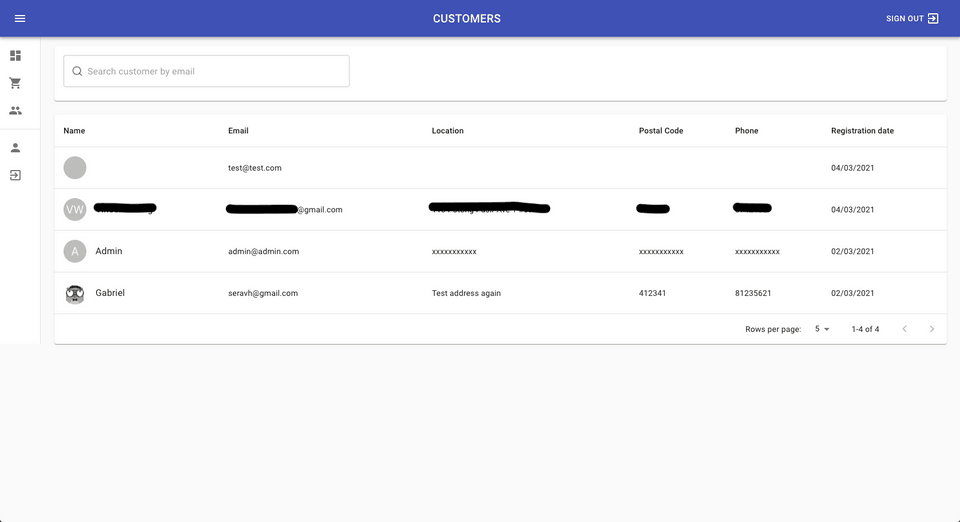 Customer Page Customer Page